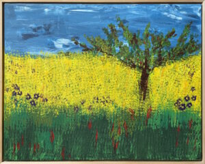 Acrylbild Titel: Rapsfeld mit Blüten